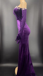 NOVANCE Y2279 abiti primaverili per le donne 2022 senza spalline di cristallo viola abito formale sirena abito da sera da ballo - Product Image 3