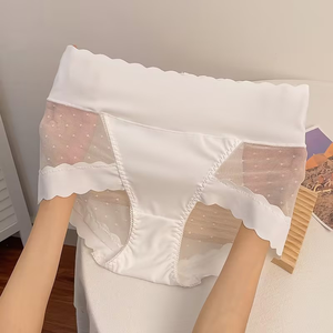Braguitas de malla sin costuras de cintura alta al por mayor, estilo japonés con lunares, control de abdomen, transpirables, ropa interior de verano - Product Image 1