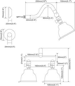 <span class=keywords><strong>Doppio</strong></span> <span class=keywords><strong>soffione</strong></span> <span class=keywords><strong>doccia</strong></span> <span class=keywords><strong>con</strong></span> valvola di intercettazione e braccio <span class=keywords><strong>doccia</strong></span>, 2 <span class=keywords><strong>soffione</strong></span> <span class=keywords><strong>doccia</strong></span> ad alta pressione 5 funzione soffioni spruzzatori - Product Image 4