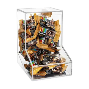 Support de table ou mural, distributeur de bonbons en acrylique avec 2 couvercles pour le stockage des bonbons en vrac