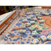 Jeu de Mahjong américain sur le thème de Pâques, tuiles à motifs œuf, lapin et carotte, nacré, jeu de Mahjong de voyage, cadeau pour collection de fêtes