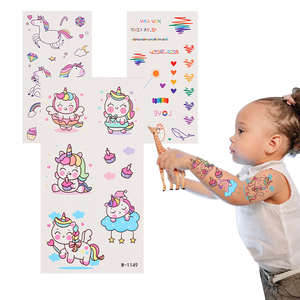 Fabbrica di personalizzazione per bambini ragazze temporaneo di trasferimento dell'acqua tatuaggi animali <span class=keywords><strong>unicorno</strong></span> per bambini disegni sirena per il compleanno del viso - Product Image 6