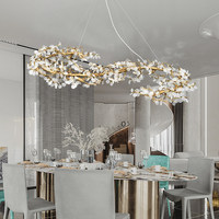 Lustre en laiton de luxe léger avec abat-jour en cristal, lumière LED blanc neutre, garantie 1 an pour villa, hôtel, table à manger, salon de thé