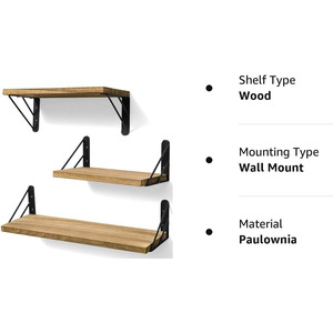 Wall Mounted <b>Shelf</b> Wooden Panel Iron <b>Bracket</b> 100x60cm Heavy Duty Storage For Living Room Bedroom - Product Image 3