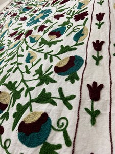 Handmade Suzani Bedspread Embroidered Table <b>Runner</b> <b>Bed</b> Cover Colorful Wall Hanging Bohemian Decor - Product Image 2