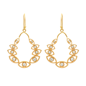 Pendientes bohemios de circón chapados en oro 2025, bonito diseño de gota EvilEye para bodas, aniversarios o fiestas, joyería al por mayor - Product Image 1