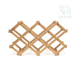 Forme spéciale étagère à vin affichage pliant en bois de bambou 10 bouteilles casier à vin en gros - Product Image 1