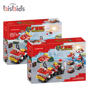 6 en 1 Véhicules de Secours Urbains Mini Char de Combat Voiture de Police Blocs de Construction pour Enfants Voiture Rouge Jouets d'Assemblage - Product Image 5