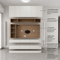 Meuble TV industriel en bois massif, console blanche, centre de divertissement moderne pour salon