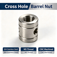 Écrou cylindrique à trou traversant en acier inoxydable 304 usiné par électroérosion à fil CNC sur mesure, M4-M6, tolérance de précision 0,005 mm pour le bois