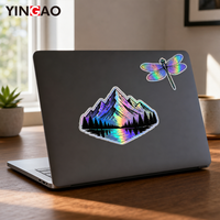 Autocollant en vinyle découpé sur mesure holographique, résistant à l'eau et aux UV, avec n'importe quel logo, pour ordinateur portable, bouteille, autocollant de qualité professionnelle