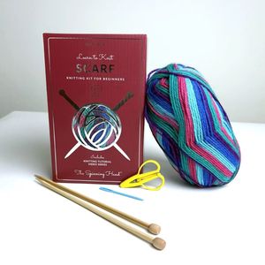DIY Tie <b>Dye</b> Knitting Kit with Multicolor Yarn and Step by Step Pattern for Complete Beginner Scarf Knitting Kit - Product Image 4