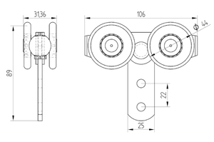 Conjunto de rodillos laterales para cortinas, rodillo tensor para lonas, soporte de riel, rodillo deslizante de cuatro ruedas para techo, conjunto de rodillos Kin-Slider para lona - Product Image 2