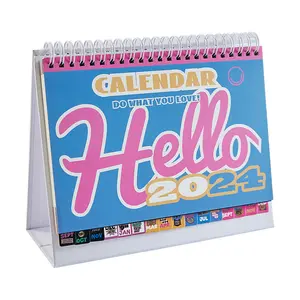 Atacado 2024 Personalizado Bonito Espiral Encadernação Calendário Diário Agenda Planner Desk Novo Design Calendário