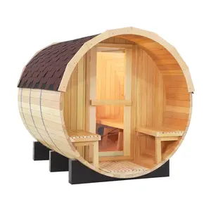 Luxus traditionelle Zeder Hemlock Kiefer Dampf fass Sauna raum im Freien Holz Sauna Spa Kapsel