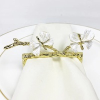 Anneau de serviette unique de luxe en laiton doré motif fleur et papillon, écologique, pour la rentrée scolaire, la table, les restaurants, Noël