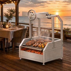 Parrilla Comercial Santa María Argentina a Carbón con Rueda Manual y Ladrillos Refractarios - Product Image 1
