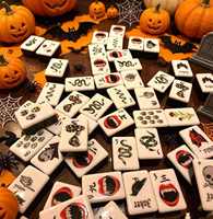 Ensembles de Mahjong Américains de Luxe, Tuiles d'Halloween en Acrylique, Pliables, Portables, de Voyage, 160 pièces, 10 Joker, 6 Blanches, 4 Mahjong
