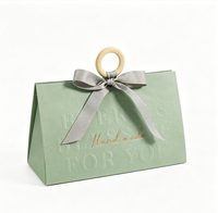 Sac cadeau en papier avec poignée en bois, motif gaufré or, nœud, pour bonbons, chocolats, mariage, fête, emballage cadeau, logo personnalisé