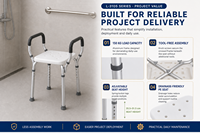 Chaise de douche réglable sans outils Simplywalk avec accoudoirs, siège de bain léger en aluminium pour les personnes âgées et les établissements de soins