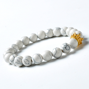 Braccialetti dell'Amicizia F130 con Perline in Pietra Naturale da 8mm, <span class=keywords><strong>Charm</strong></span> Trendy con Strass per San Valentino, Corona Re e Regina - Product Image 3