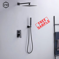 Ensemble de douche à effet pluie mural contemporain robinet de douche à effet pluie en laiton pommeau de douche à effet pluie de style dissimulé pour salle de bain villa