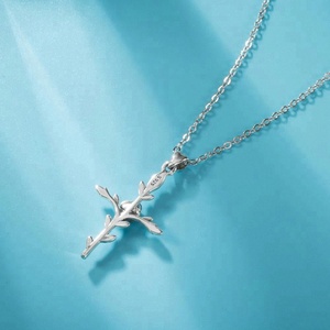 Personalizado <span class=keywords><strong>Rosa</strong></span> de Plata de Ley 925 colgante de <span class=keywords><strong>Cruz</strong></span> collar de las mujeres - Product Image 4