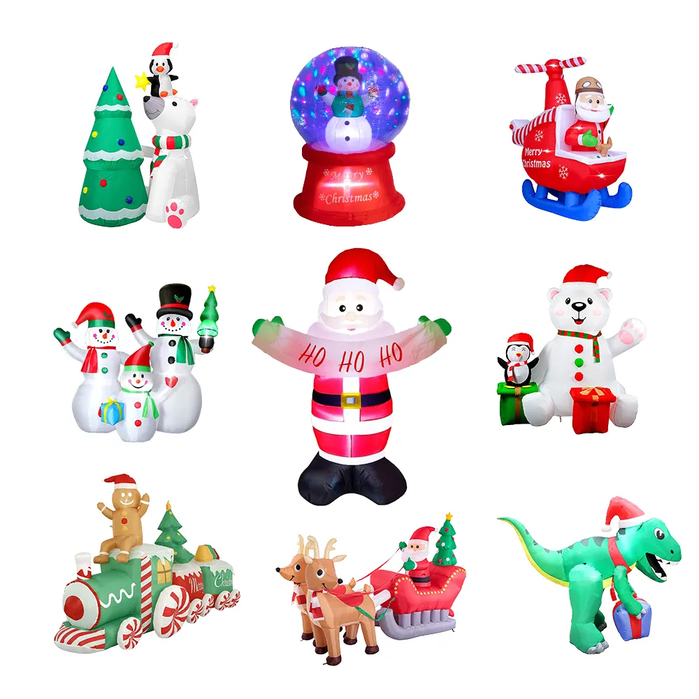 Custom Christmas Inflatable Decoration Outdoor Night Yard Decor Cute Polar Bear Santa Claus Snowman Tree Inflatables