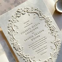 Carte postale commémorative d'invitation de mariage en papier coton gaufré en relief 3D, douce et raffinée