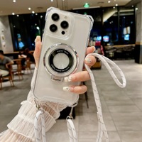 Coque de téléphone transparente de luxe pour iPhone 17 15 Pro Max avec support et accessoires pour iPhone 16