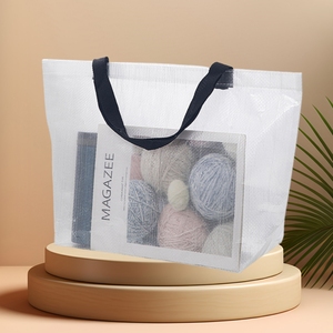 Sac de shopping réutilisable en polypropylène PP tissé, grand, personnalisable, transparent, écologique, recyclable, avec logos - Product Image 6