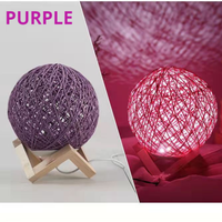 Chambre table chambre décor lampe base en bois rotin boule veilleuse cadeau de noël 3D illumination LED veilleuse