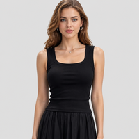 Quadratischer Ausschnitt Tanktop für Damen mit Eingebautem BH, Gepolstertes Ärmelloses Unterhemd, Schlanke Passform Crop Cami aus Viskose-Rayon, Sommer-Top Großhandel OEM
