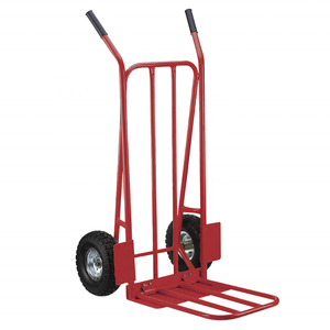 Manufacturer Orange Powder Coated Steel Sack Truck With 10 Inch Pneumatic Wheels For Heavy Load Transport Durable Performance - Product Image 4