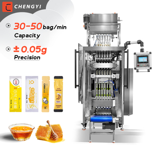 Máquina de llenado y sellado trasero totalmente automática multivía para bolsas de 10ml, 15ml, 20ml, para líquidos, salsas, sobres y miel en stick - Product Image 1