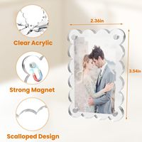 Bingkai Foto Magnetik Akrilik Persegi Berpinggir Bergelombang 3-inci Magnet Kulkas Cetak Instan Transparan Pajangan Foto Meja Hadiah Baru