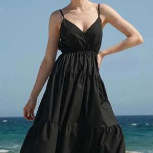 Vestido Largo de Verano para Mujer Enyami, con Tirantes Finos, de Algodón, Escote en V Profundo, Sin Mangas, con Lazos en la Espalda, Informal, para Estar en <span class=keywords><strong>Casa</strong></span> o la Playa - Product Image 3