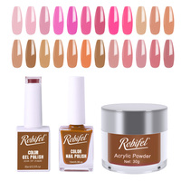 Poudre acrylique couleur personnalisée 2025 pour marque privée, kit 3-en-1 assorti au vernis gel et au laque à ongles, pour ongles en acrylique