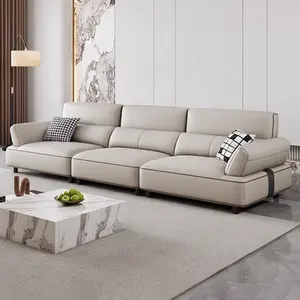 Minimalist Leather Sofa Head Layer Cowhide Modern Simple Living Room Shaped Corner Straight Sofa