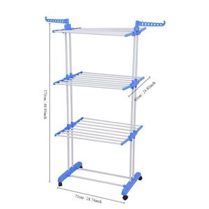 Cedar space Home Folding Laundry <strong>Stand</strong> Metal Iron Telescopic Floor-standing Double Clothes Rack Collapsible Clothes Drying Rack <strong>Hanging</strong> - Product Image 6