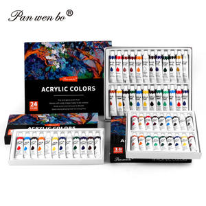 Panwenbo 12ml 튜브 아티스트 품질 무독성 풍부한 안료 색상 12 색 아트 아크릴 페인트 튜브 캔버스 클레이 세라믹 세트 - Product Image 6