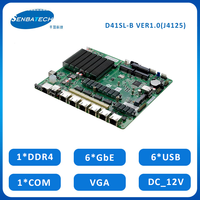 Carte mère pare-feu personnalisée D41SL-B 6 ports LAN 2.5G J4125 DDR4 Max 8 Go 6 USB 2 COM Mini PCIe PS2 Bypass 12V X86