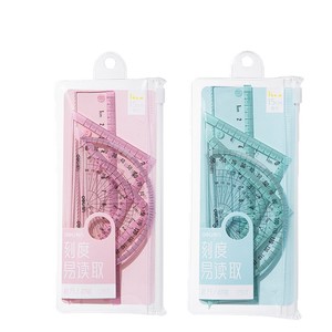 Deli Drawing Ruler Set 15Cm Plastic 4Pcs Transparent Easy Read Math Tools For Students - Product Image 5