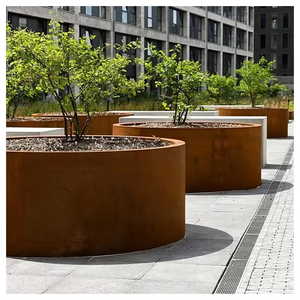 Grandes jardinières en métal pour l'extérieur, jardinières rondes en acier corten pour les bords de route - Product Image 5