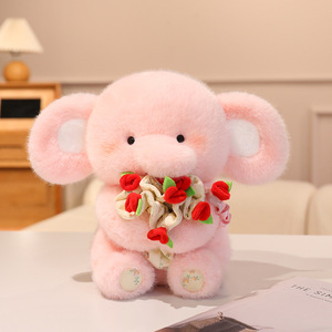 HECION Skin Friendly farcito adorabile Bouquet <span class=keywords><strong>di</strong></span> rose Baby Elephant compleanno san valentino regalo Plushie Doll - Product Image 1