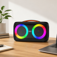 Speaker Boombox Outdoor Mudah Dibawa dengan Lampu LED RGB