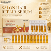 Ampoules de sérum réparateur pour cheveux à la kératine 10x13ml, traitement protéiné au collagène pour des cheveux lisses, pour cheveux secs et abîmés
