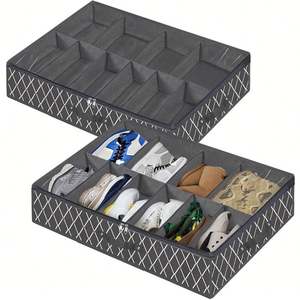Heavy Duty 12 Cells Under <b>Bed</b> Shoes Tidy Organizer Shoe Storage Bag Box with Clear Lid - Product Image 3