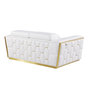 HMS 70 bianco argento pelle italiana Chesterfield Loveseat High-End mobili per la casa per salotti vera pelle spugna - Product Image 6
