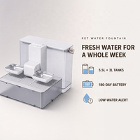 Fontaine à eau intelligente sans fil USMILEPET pour animaux de compagnie, fontaine à boire automatique pour chats et chiens, 5,5 L, design à double bol amovible